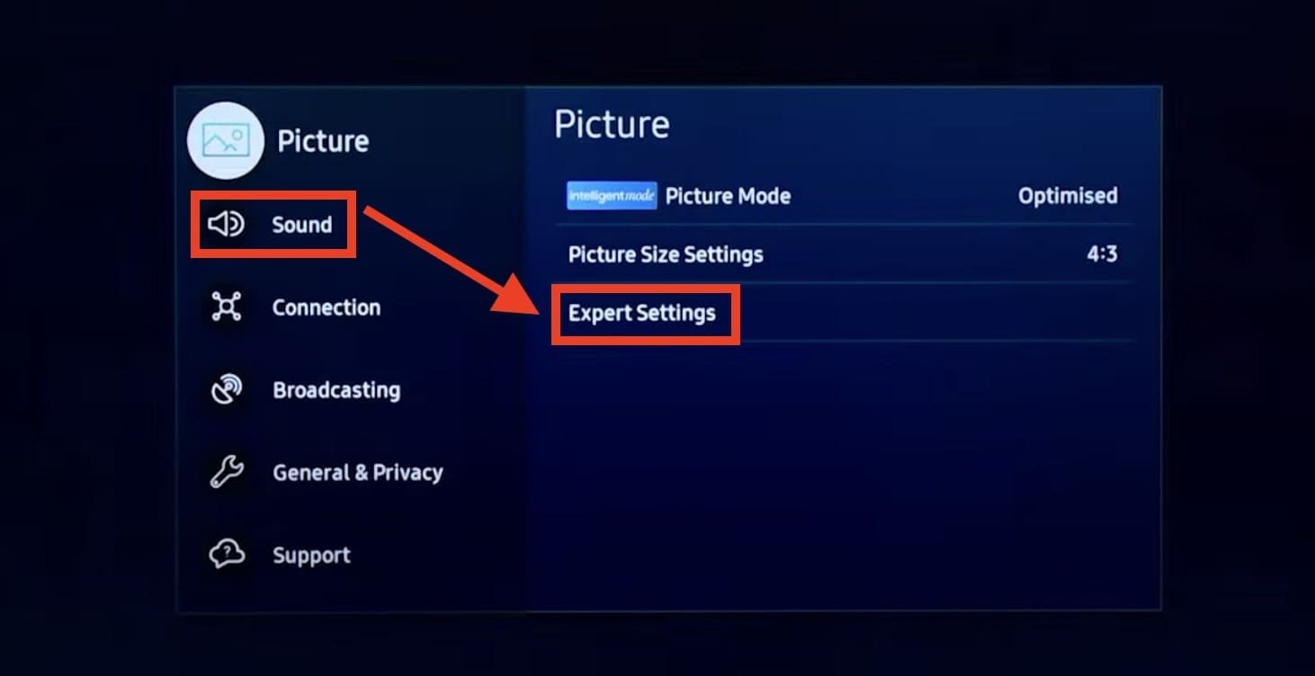 expert setting on samsung TV