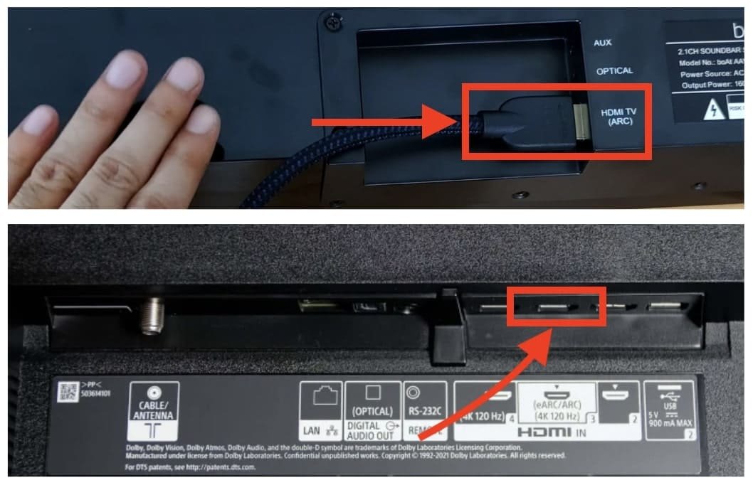 Connect Dolby ATMOS sound bar with TV via HDMI arc