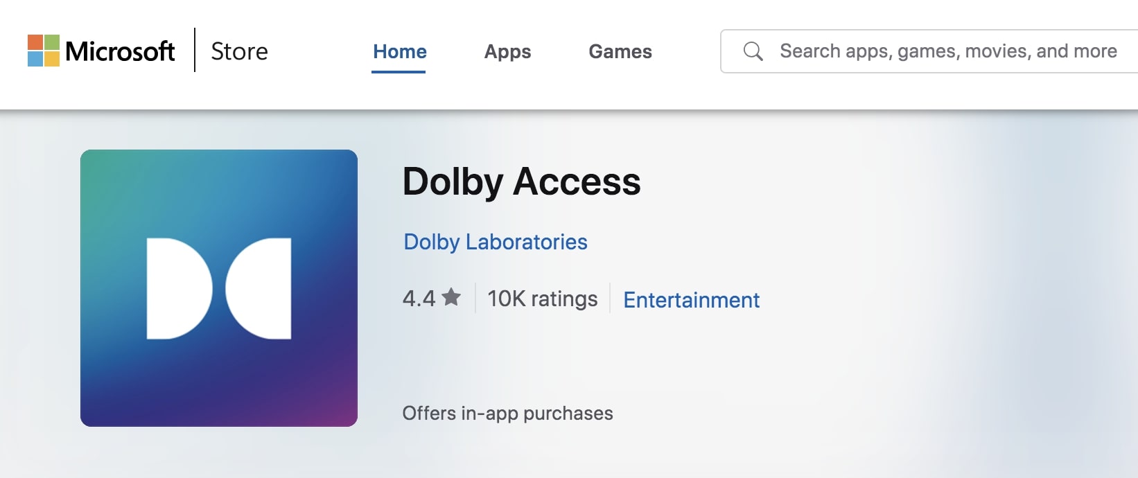 Dolby access app on microsoft store