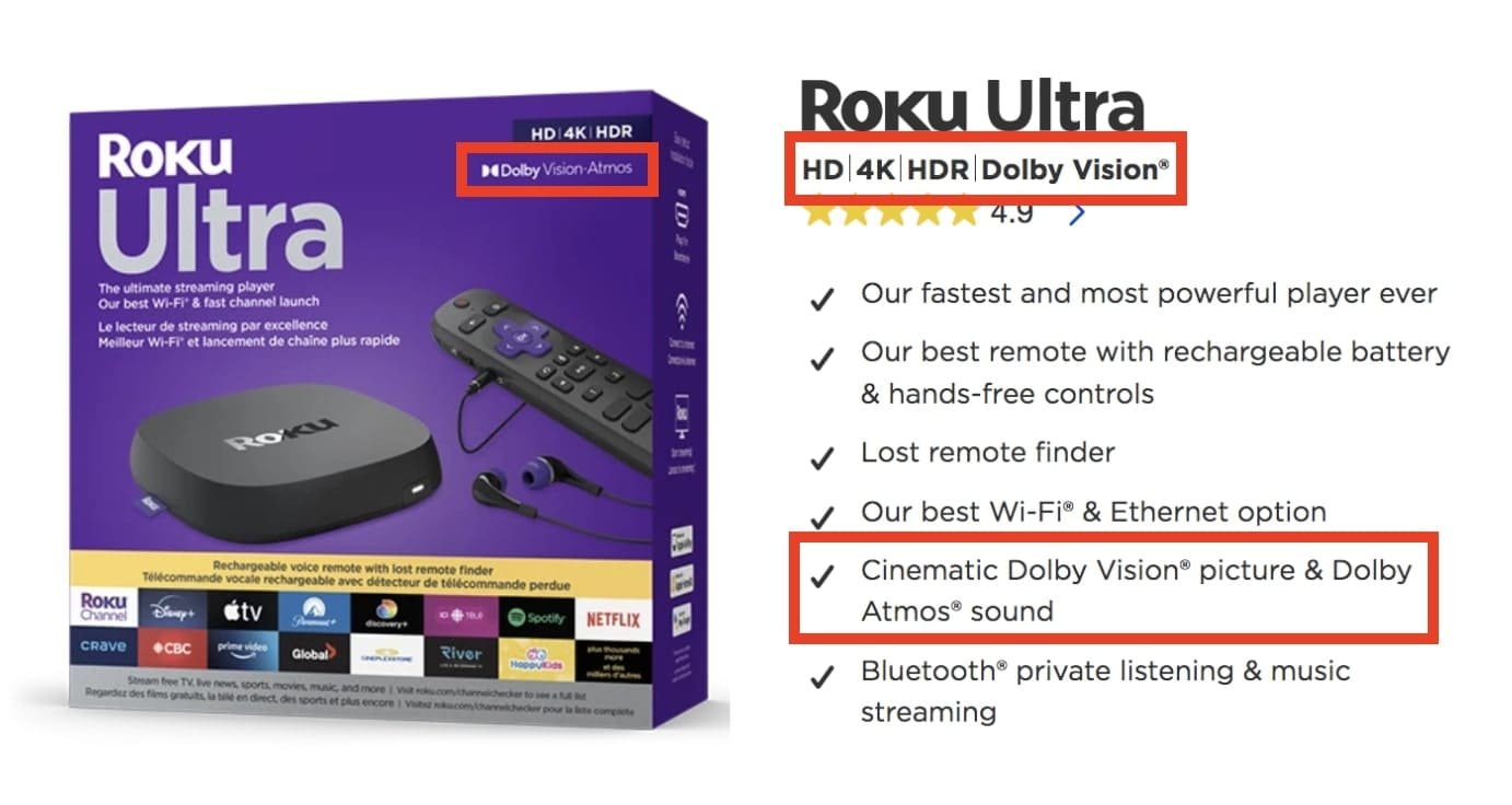 Roku ultra comes with Dolby