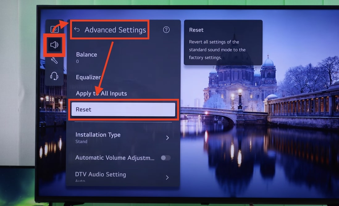 TV's Audio Settings for surround sound