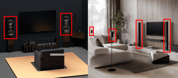 True vs virtual surround speaker placement