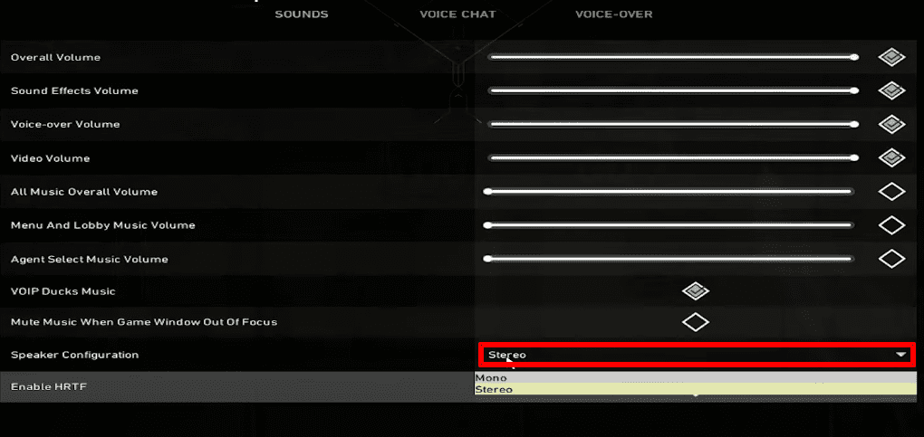 stereo and mono settings on valorant