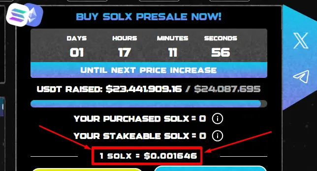 Solaxy Token price before listing